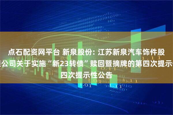 点石配资网平台 新泉股份: 江苏新泉汽车饰件股份有限公司关于实施“新23转债”赎回暨摘牌的第四次提示性公告