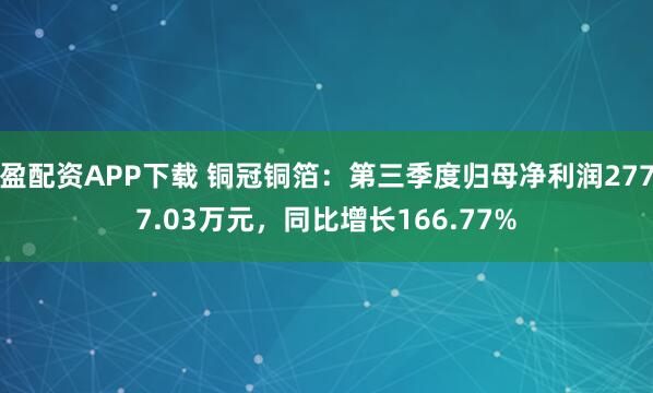 盈配资APP下载 铜冠铜箔：第三季度归母净利润2777.03万元，同比增长166.77%